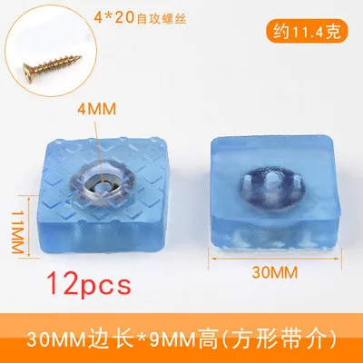 12pcs Rubber Transparent Non-slip Chair Leg Furniture Table Floor Feet Cover With screws Mute Sofa Stool Protector Accessories 30mmX9mm