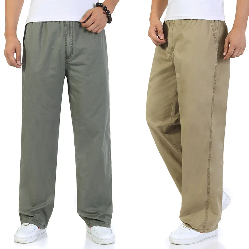 

Loose-Fit Casual Pants Men Straight-Cut Bib Overall Spring And Autumn Plus-sized Middle-aged Long Pants Autumn