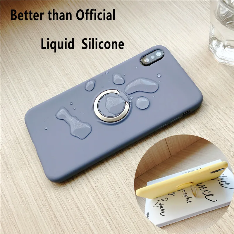 

Liquid Silicone Ring Holder Case For iPhone XS MAX XR X 6 6s 8 7 Plus Soft Magnetic Shockproof Protective Full Body Cover Case