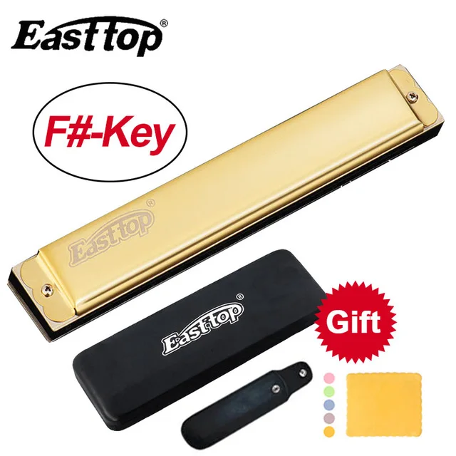 Easttop 24 отверстие Профессиональный TREMOLO Master Губная гармошка A# B C# D#/E/F# G# рот Органы музыкальный инструмент - Цвет: Golden-bG Key