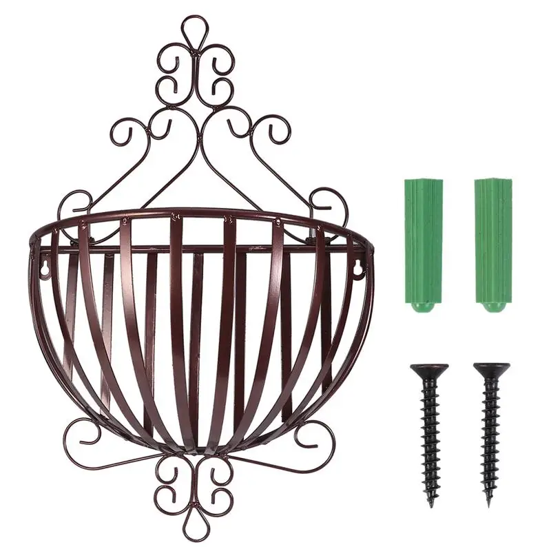 1 Pc Flowerpot Holder European Style Semicircular Wall Mounted Planter Rack Plant Pot Basket For Home Balcony Garden