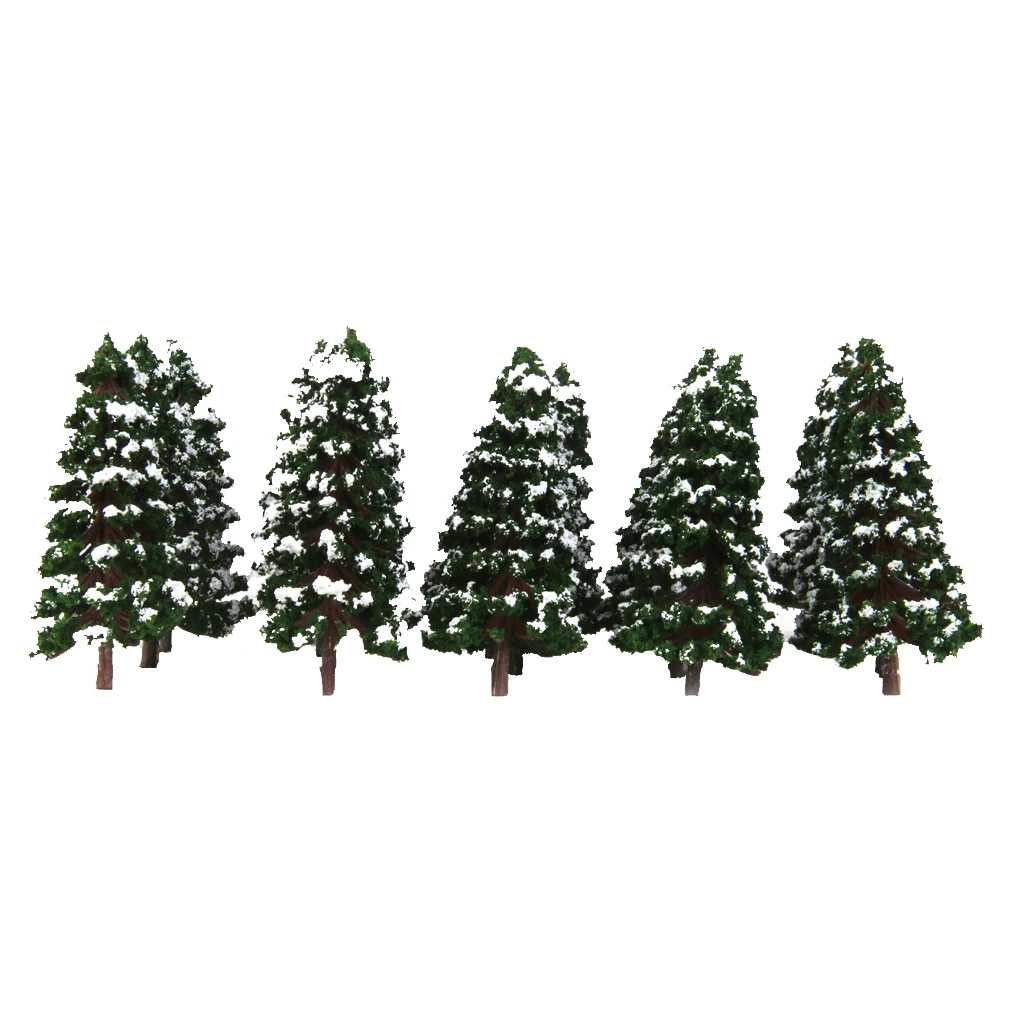 20pcs Dark Green Model Trees Snow Landscape Scenery 3.15 inch 1:150