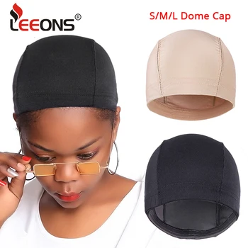 

Leeons Dome Mesh Wig Cap Bulk Black Beige Mesh Dome Cap For Wig Making S/M/L Spandex Dome Caps Breathable And Stretchable