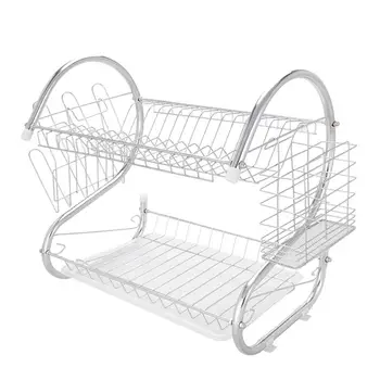 

Multifunctional S-shaped Dual Layers Bowls and Dishes and Chopsticks and Spoons Collection Shelf Dish Drainer