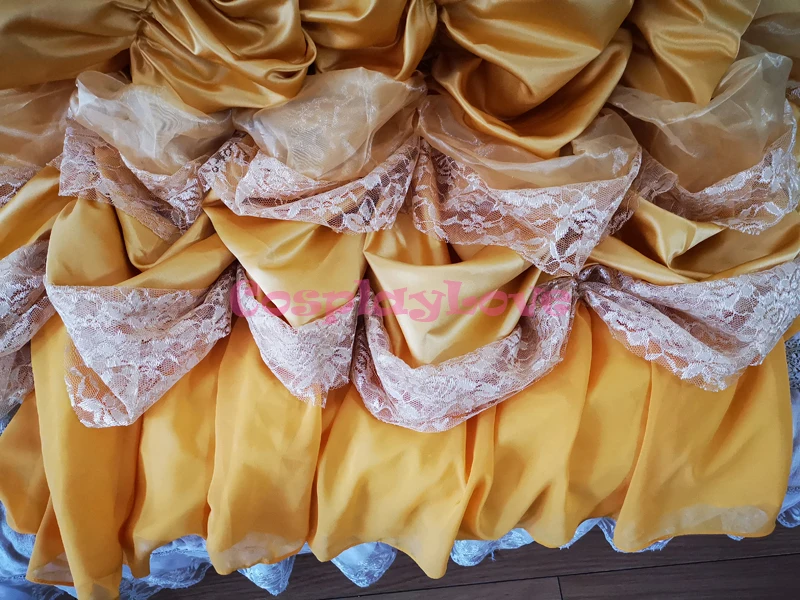 Косплей «Красавица и Чудовище» на заказ; желтое платье принцессы Белль для взрослых и детей; карнавальный костюм с накидкой