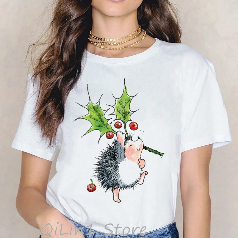 Harajuku kawaii Hedgehogs футболка с животным принтом femme 90s подарок на день рождения Рождество летний топ Милая футболка женская одежда tumblr - Цвет: 10407