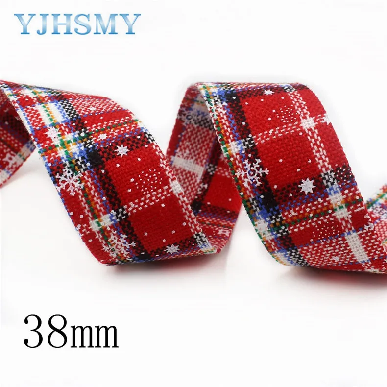 I-19903-2034-38mm I-19903-2029 10/25/38 мм 5 ярдов Красный тканевая лента плед, DIY ручной работы аксессуары для волос для свадьбы подарок упаковочных материалов - Цвет: I-19903-2034-38mm