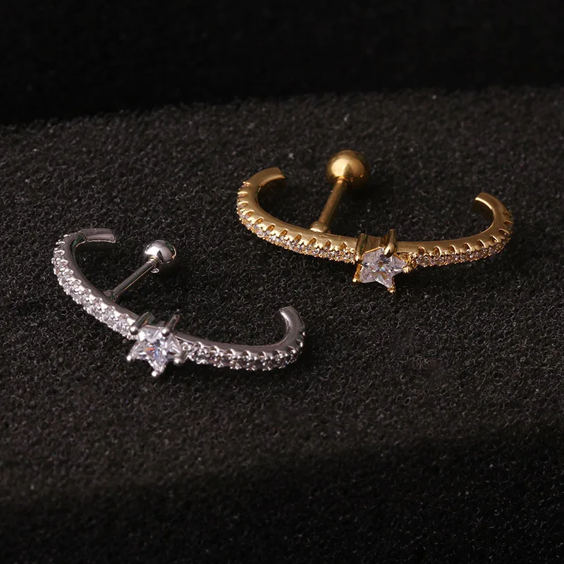 Модные 16 г 4 мм мяч Tragus Daith хрящевая Спираль пирсинг уха ювелирные изделия длинные Cz мочка уха Винт Назад серьги-гвоздики