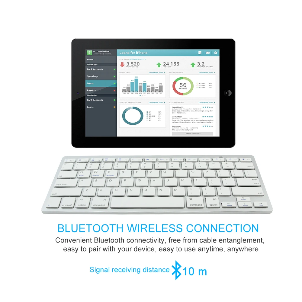 Bluetooth беспроводная клавиатура Тонкий тихий 78 клавиш русский французский Арабский испанский компьютер клавиатура для IPad Macbook планшет ноутбук