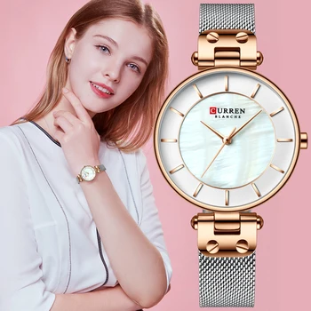 

CURREN Creative Simple Quartz Watch Women's Dress Steel Mesh Watches New Clock Ladies Bracelet Watch relogios feminino