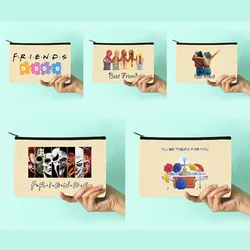 Cosmetic Bags Dog Friends Series Pattern Women Beauty Toiletries Organizer Storage Makeup Bag Canvas Pencil Cases Bride Gifts