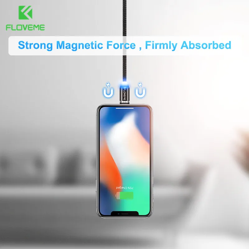 FLOVEME 1 м Магнитный зарядный кабель Micro USB кабель для iPhone 11 Pro Max XR 8 Магнит Зарядное устройство usb type C кабель зарядный провод шнур