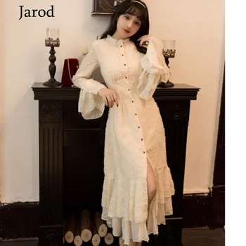 

Vintage Single Breasted Mermaid Bodycon Dress 2020 Fashion Spring Women Flare Sleeve Elegant Slim Casual Vestidos