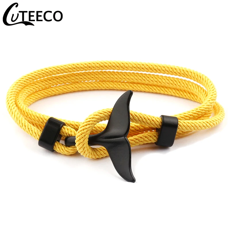 CUTEECO, модные браслеты с якорем в виде хвоста Кита для мужчин и женщин, очаровательный браслет на цепочке для выживания в морском стиле, мужской браслет с металлическими крючками - Окраска металла: A2
