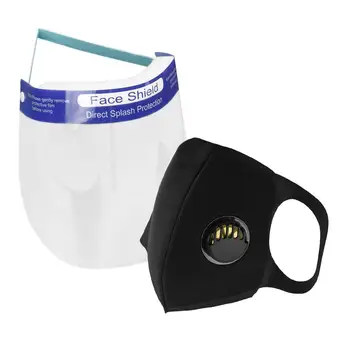 

DishyKooker Face Shield+ Mask Anti-droplets Anti-fog +Breather Valve Sponge Masks Transparent Face Eyes Protector Safety