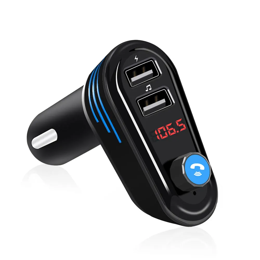 1 шт. Bluetooth Handsfree автомобильный комплект FM модулятор двойной USB зарядка fm-передатчик Bluetooth Автомобильный mp3 плеер - Название цвета: Черный
