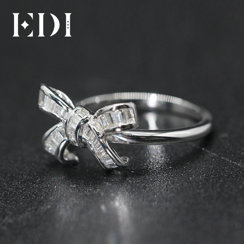 EDI бант-узел стильное бриллиантовое кольцо 14k белое золото Желтое золото натуральный бриллиант 0.32ctw G/SI обручальное кольцо для женщин