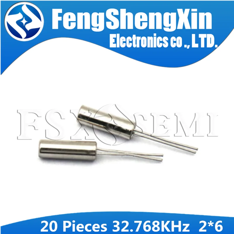 

20pcs 2*6 32.768KHz Error 20ppm 32.768K 2x6mm 12.5pF Cylinder quartz resonator