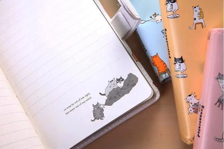 "Лето кошка" исследование тетрадь для дневника внутри На Чистая Бумага Обложка из искусственной кожи милые канцелярские подарок