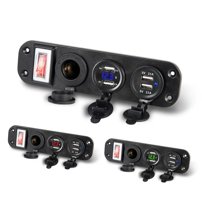 Автомобильное зарядное устройство с двумя USB-портами 5 В 2 1 А + 12 24 светодиодный