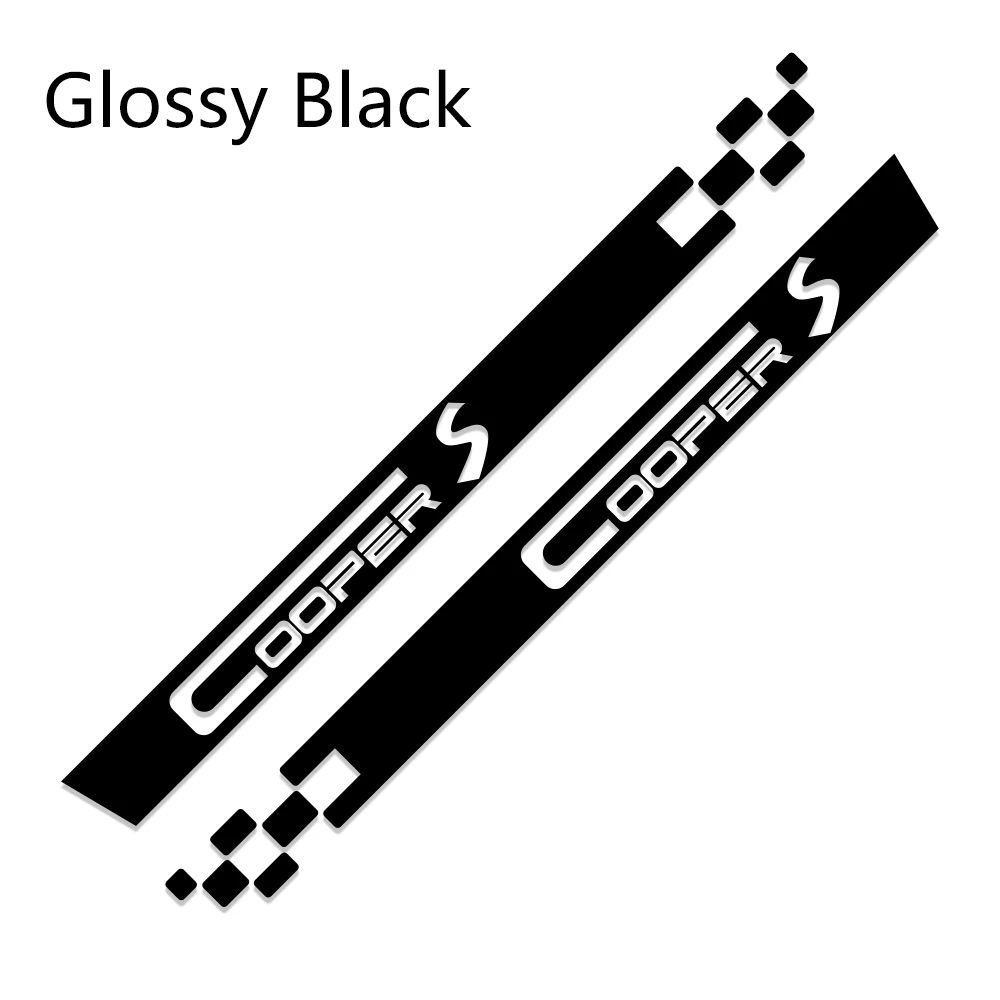 Glossy Black 2 шт. автомобиль длинной стороне полосатые наклейки для Mini Cooper R56 R57 R58 R50 R52 R53 R59 R61 Countryman R60 F60 F55 F56 F54 аксессуары - Название цвета: Glossy Black
