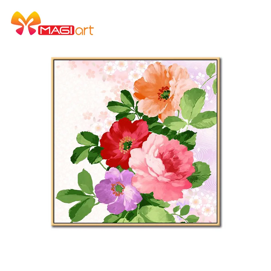 

Cross stitch kits Embroidery needlework sets 11CT water soluble canvas patterns 14CT Colorful flowers-NCMF177