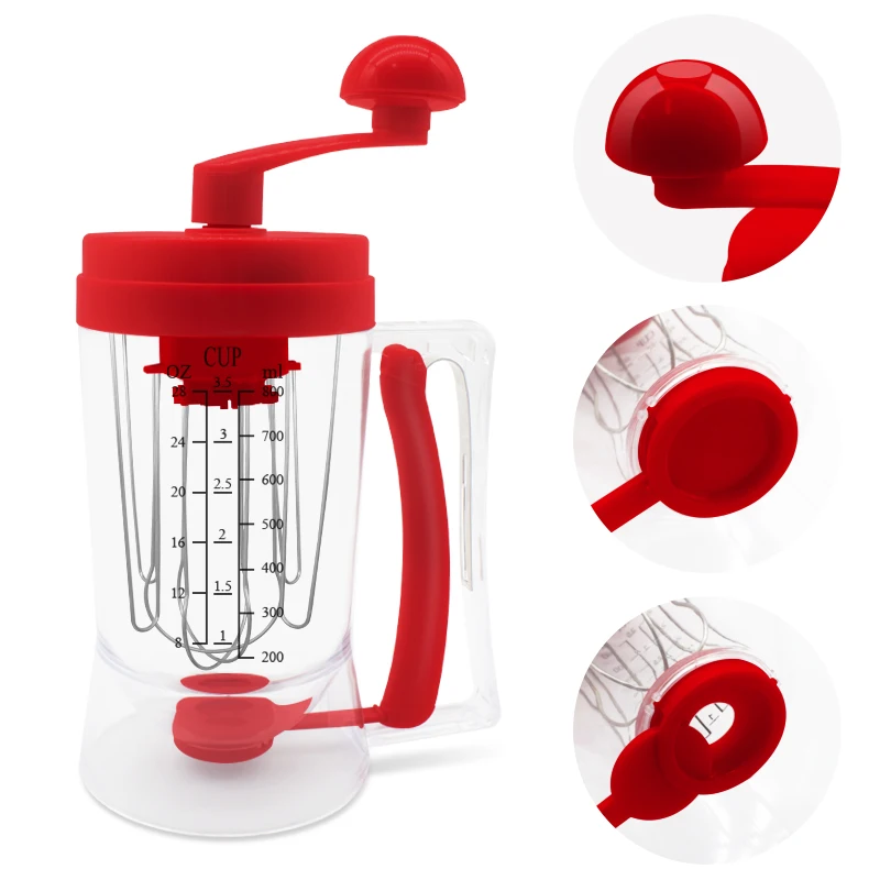 Hand-held Manual Pancake Cupcake Batter Mixer Dispenser Blender Machine Baking Tool for Making Cakes Waffles Betters