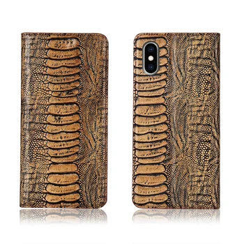 

Ostrich foot pattern genuine leahther phone bag for Apple iPhone XS Max magnetic phone case for iPhone XS flip cover funda capa