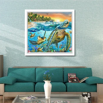 

Full Round 5D DIY Diamond Painting Cute Turtle Diamond Embroidery Animal Digital Stickers Cross Stitch Patterns Christmas Gift