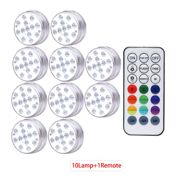 underwater pond lights 13 LEDs Underwater Light 16 Colors RGB IP68 Waterproof Swimming Pool Light RF Remote Control Submersible Lights  For Pond Vase best underwater boat lights Underwater Lights