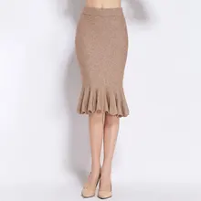 Женская Вязаная Зимняя юбка, новинка, сумка на бедрах, юбка с оборками, высокая талия, сексуальный рыбий хвост, свитер, юбка, Харадзюку, бохо, женская одежда