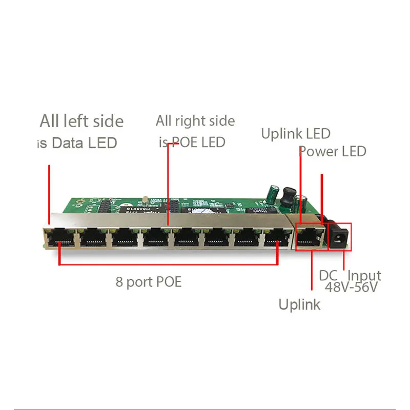 9port desktop wall mount POE switch Module PCB Total power Supply 96w IEEE802.3af/at USB Hub 960P/1