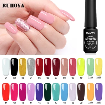 

Ruhoya Lucky Hybrid Varnish Red Black UV Gel Nail Polish Semi Permanent Glitter Gel UV Nail Gel Soak Off Lacquer for Manicure