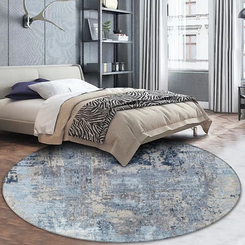 Carpet1 Скандинавские круглые коврики абстрактные Синие Серые акварельные ковры для гостиной спальни детская игровая палатка стул нескользящий коврик для пола - Цвет: Carpet1