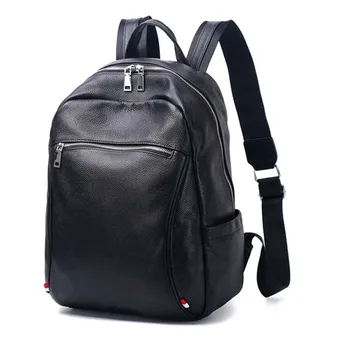 

Fashion backpack men shoulder bag soft leather men 100% leather travel large capacity simple leisure computer bag school