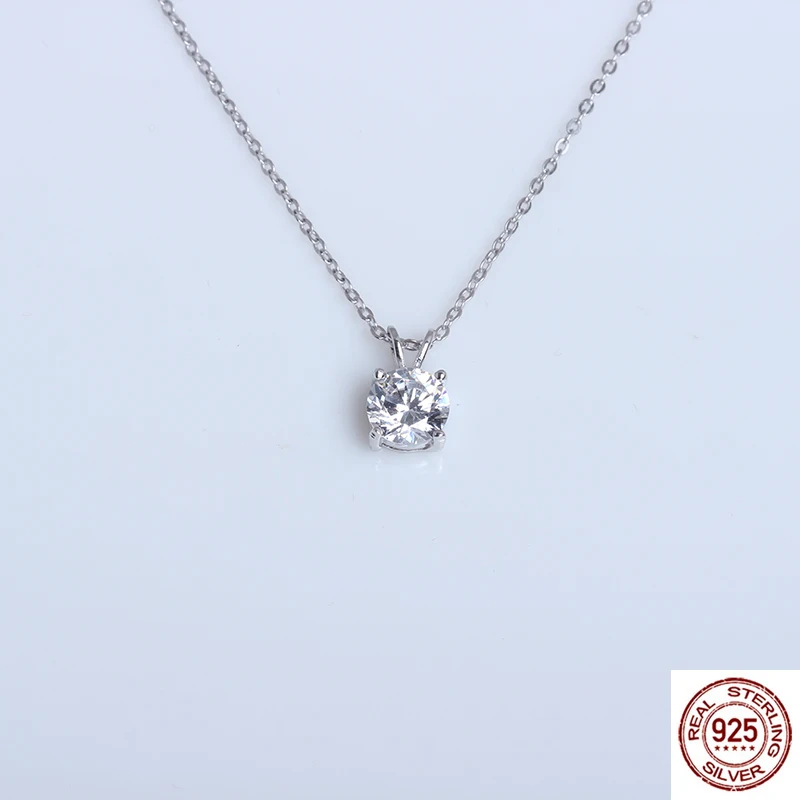 

TONGZHE Sterling Silver 925 Necklace Jewelry Elegant 1.25 Carat Solitare Crystal Necklace CZ Women Pendant Necklace Products