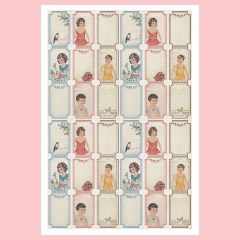 

Vintage Newspaper Characters Tickets Stickers DIY Scrapbooking Albums junk journal Diary Happy Planner week Decoration Stickers
