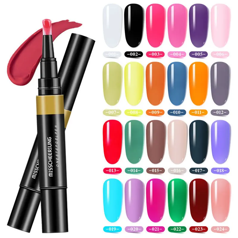 8ml UV Gel Nail Polish 24 Colors Nail Color One Step 3 In 1 Nail Varnish Pen Art Color Gel Matte Top Coat Nail Art Gel