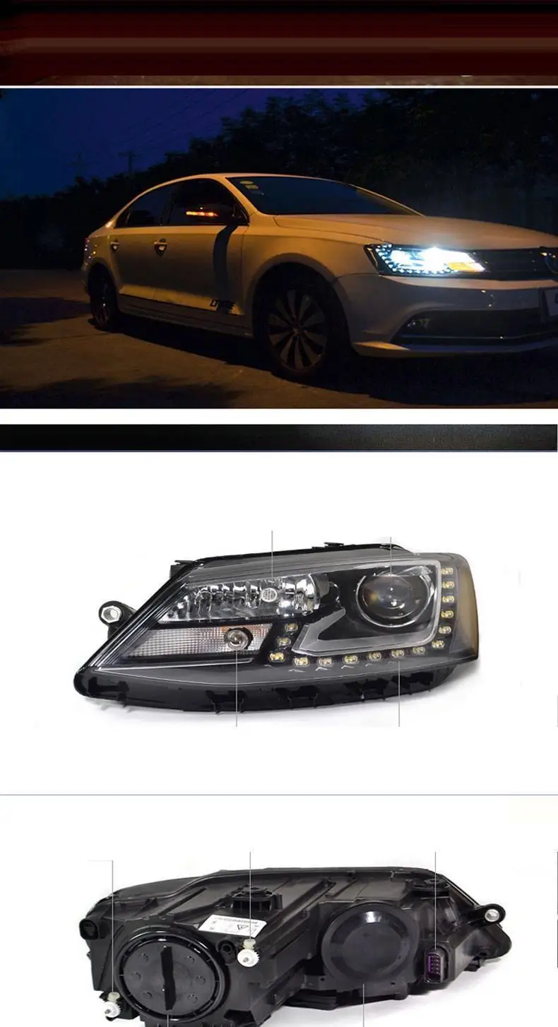 Para Авто ходовые наружные Drl боковые поворотники светодиодные фары Задние Автомобильные фары в сборе для Volkswagen Jetta