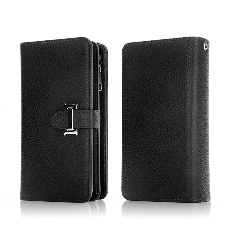 Black Чехол-книжка из искусственной кожи для iphone 7, 6, 6 S, 8 Plus, 2 в 1, многофункциональный чехол-бумажник для iphone 11 pro, X, XS, Max, XR, съемная сумка для телефона - Цвет: Black