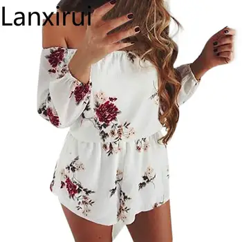 

Lanxirui Elegant Sexy Women Off Shoulder Belt Backless Sexy Rompers Print Floral Jumpsuit Bodycon Hot Sale July0720