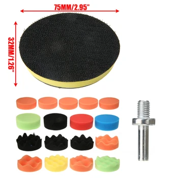 

18Pcs 75mm Sponge Car Polishing Waxing Pad Buffing Kit Polishing Attachment Drill Polishing Pad Set For Boat Car Polisher Waxing