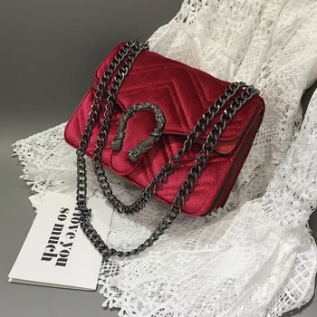 

Velvet bag women's new wave retro fashion diamond chain single shoulder diagonal bag