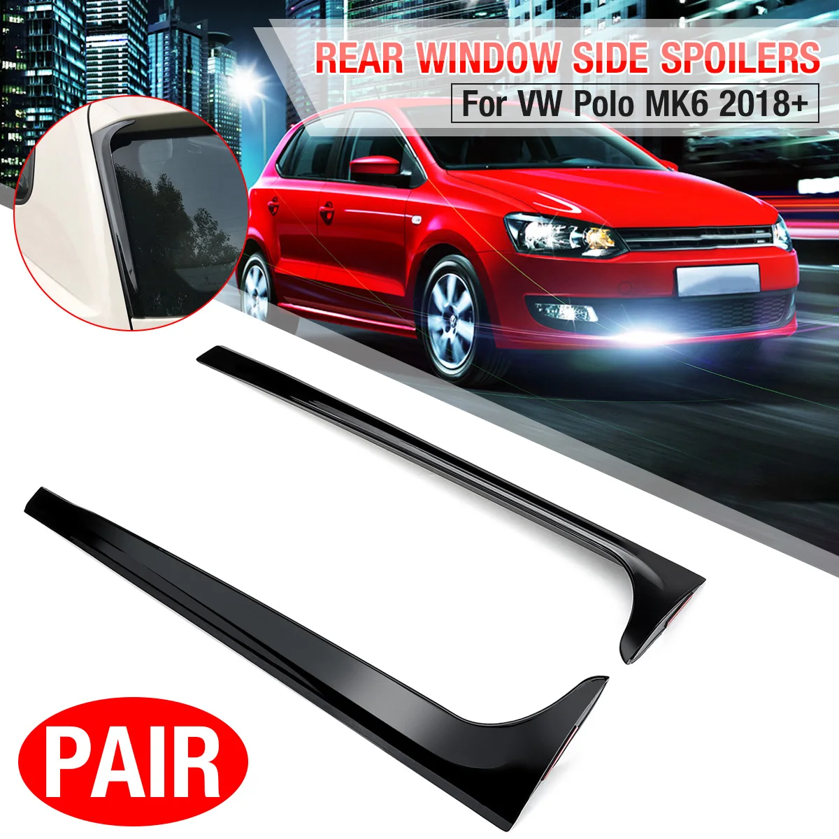 2 шт. спойлеры заднего стекла боковые глянцевый сплиттер для VW Polo MK5 2011-2017/MK6 2018 2019 +