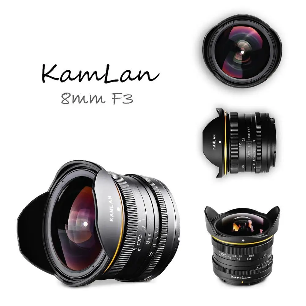 

KamLan 8MM F3.0 APS-C Manual Wide Angle Fisheye Lens for DSLR Camera DSLR Camera Fisheye Lens Wide Angle Fisheye Lens