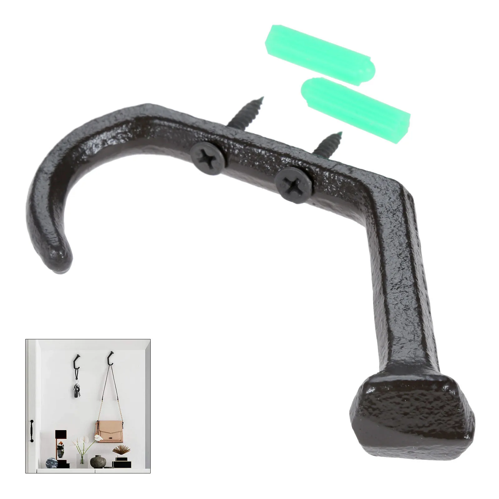 

1Pc Cast Iron Door Bedroom Hanger Hook Large Hook Crafts for Clothes Coat Hat Bag Towel Hanger Bathroom Wall Hook Rack