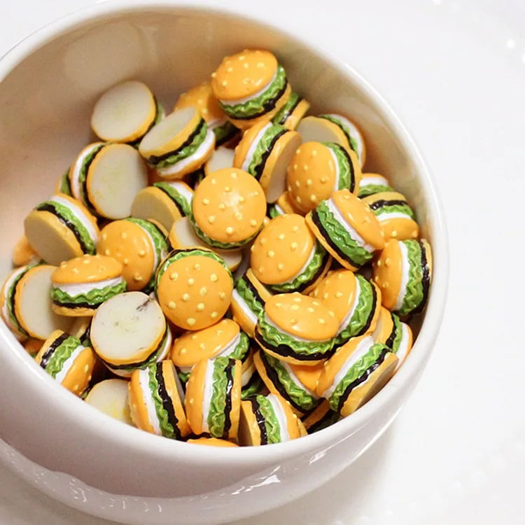 Simulation Mini Cute Burger Addition Slime Supplies Accessories DIY Phone Case Decoration for Slime Filler Miniature Resin Toy