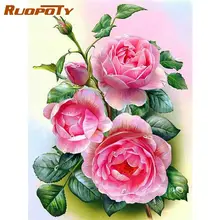 

RUOPOTY 60x75cm Frame Picture Paint By Numbers Kits Red Flowers Acrylic Paint Picture For Home Decors Coloring By Numbers