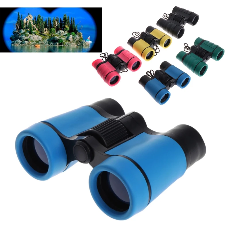Prismáticos de plástico 4x30 para niños, telescopio para juegos al aire libre, lentes de objetivo óptico compactos