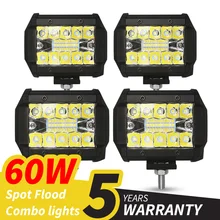 60w 4 polegadas 20led luz de trabalho à prova dwaterproof água led barras de luz ponto feixe de inundação para o trabalho condução offroad barco carro trator caminhão 12v 24v